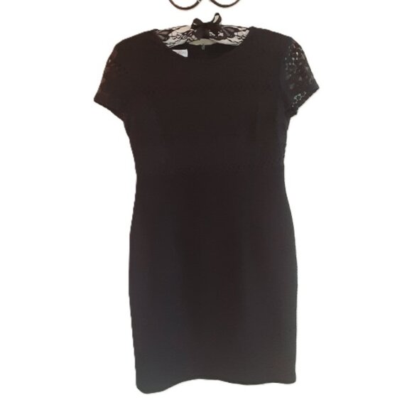Maggy London Black & Lace Sheath Dress 6P - Picture 7 of 10